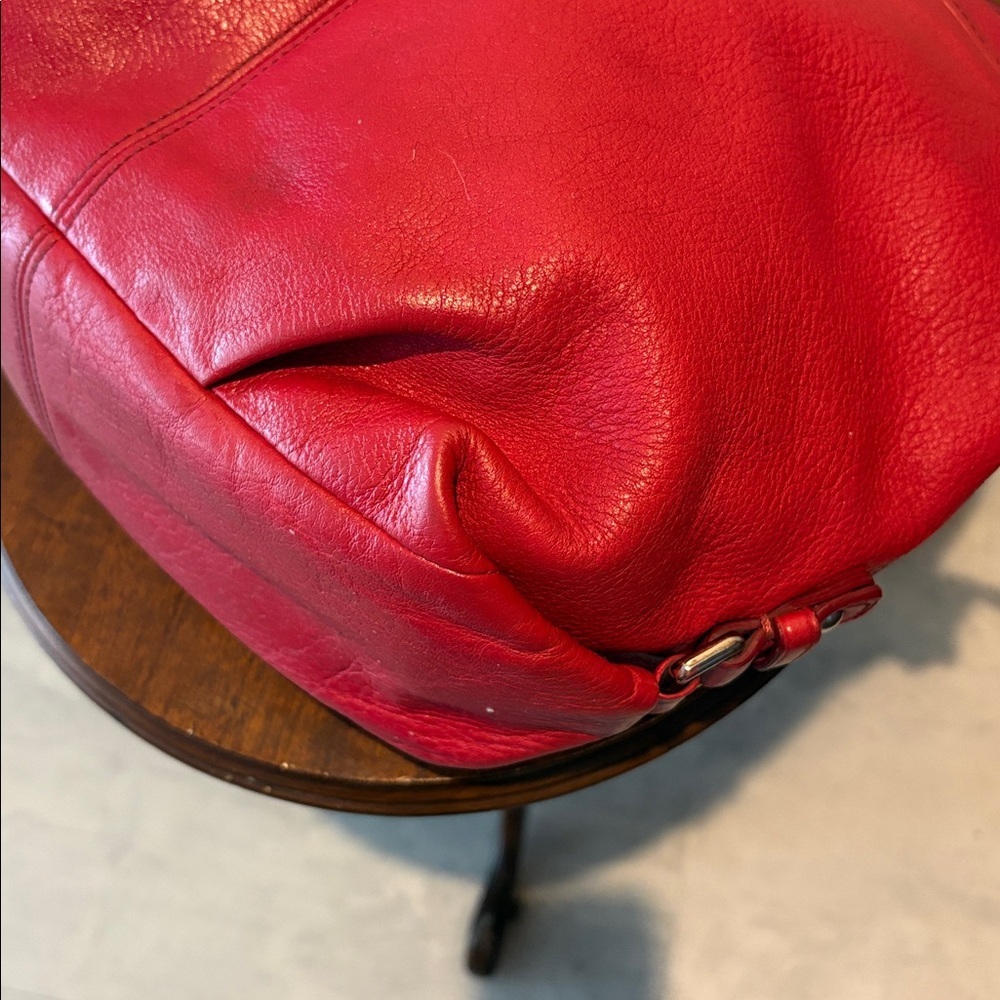 Coach Brooke  shoulder bag Satchel pebbled leather  Red 14142  Silvertone Hw EUC - Picture 13 of 17